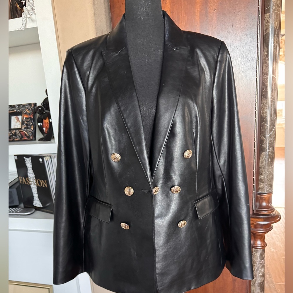 Calvin Klein Black Faux‎ Blazer - Picture 2 of 16